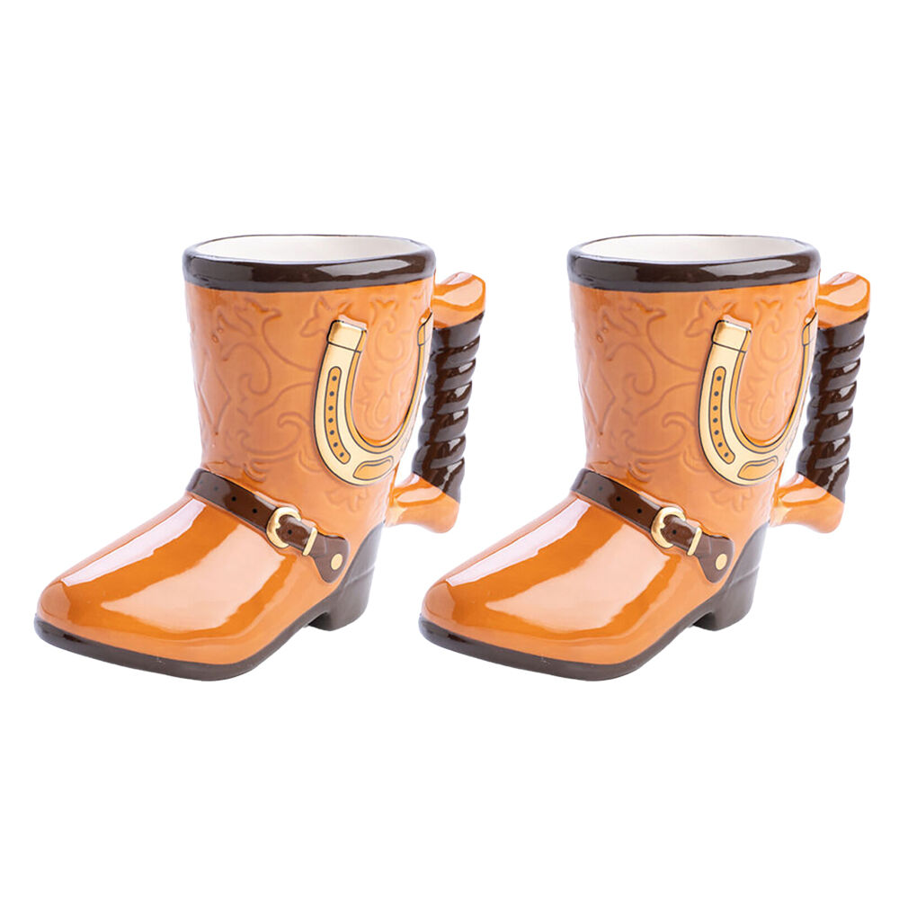 Mdi 3D Boss Cowboy Boot Ceramic Coffee/Tea Novelty Mug 16.5x11.5cm Orange (2 Pack)