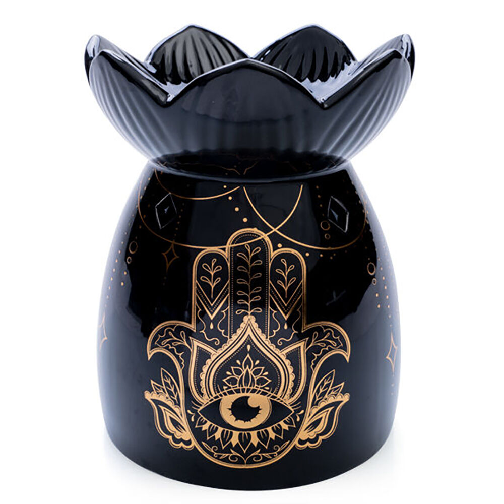 Wild Scents Oil Burner Hamsa Wax Melts Candles Holder Decor 12.2x14cm Black