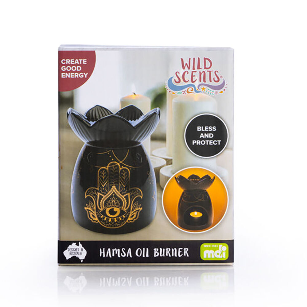 Wild Scents Oil Burner Hamsa Wax Melts Candles Holder Decor 12.2x14cm Black — image 4