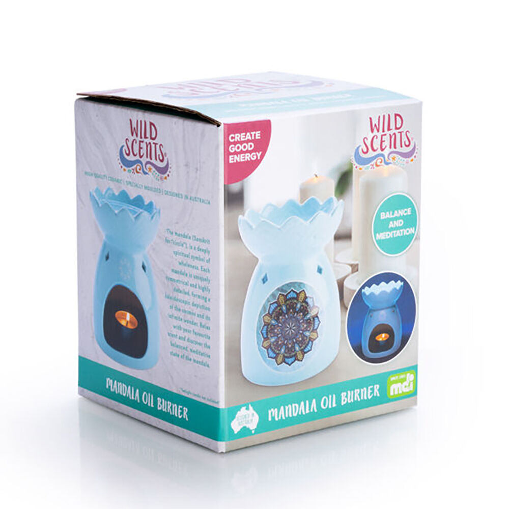 Wild Scents Oil Burner Mandala Wax Tealight Candles Holder 12.2x14cm Blue — image 4