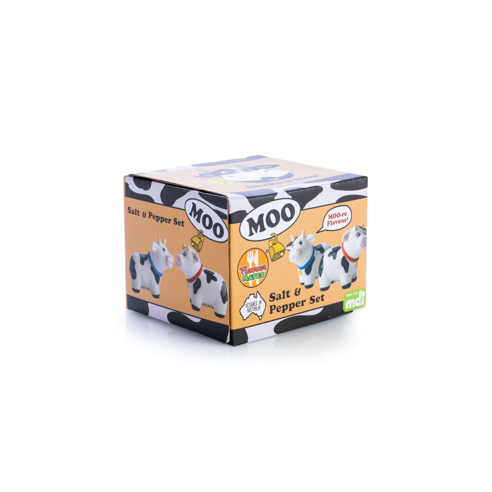 Flavour Mates 2pc Flavour Mates 3D Salt & Pepper Shaker Duo Set 8.6x4x6.7cm Collared Cows (2 Pack) — image 6