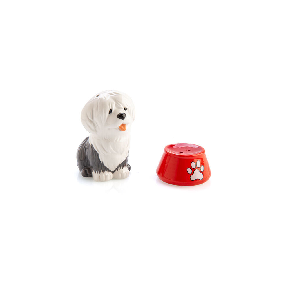 Flavour Mates 3D Salt & Pepper Shaker Set 11.5x5.5x8.5cm Sheepdog w/ Bowl (2 Pieces) — image 2