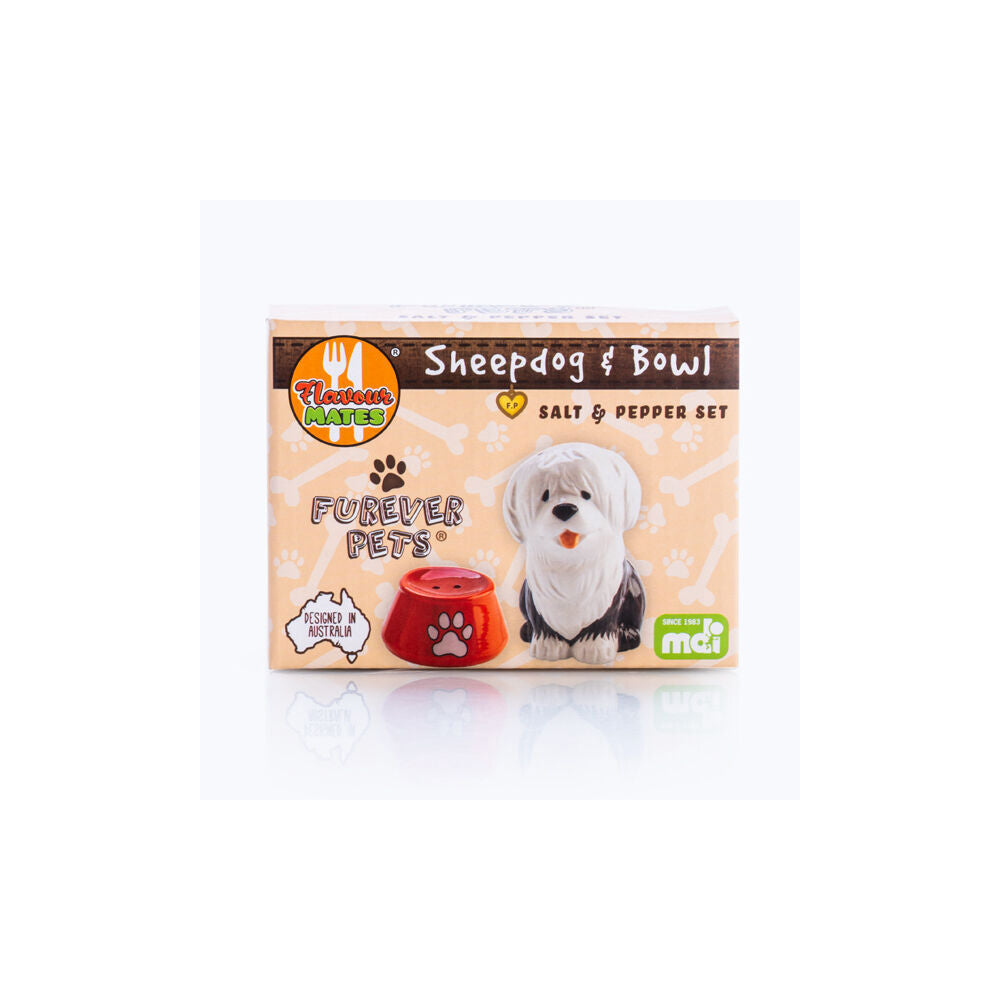 Flavour Mates 3D Salt & Pepper Shaker Set 11.5x5.5x8.5cm Sheepdog w/ Bowl (2 Pieces) — image 5