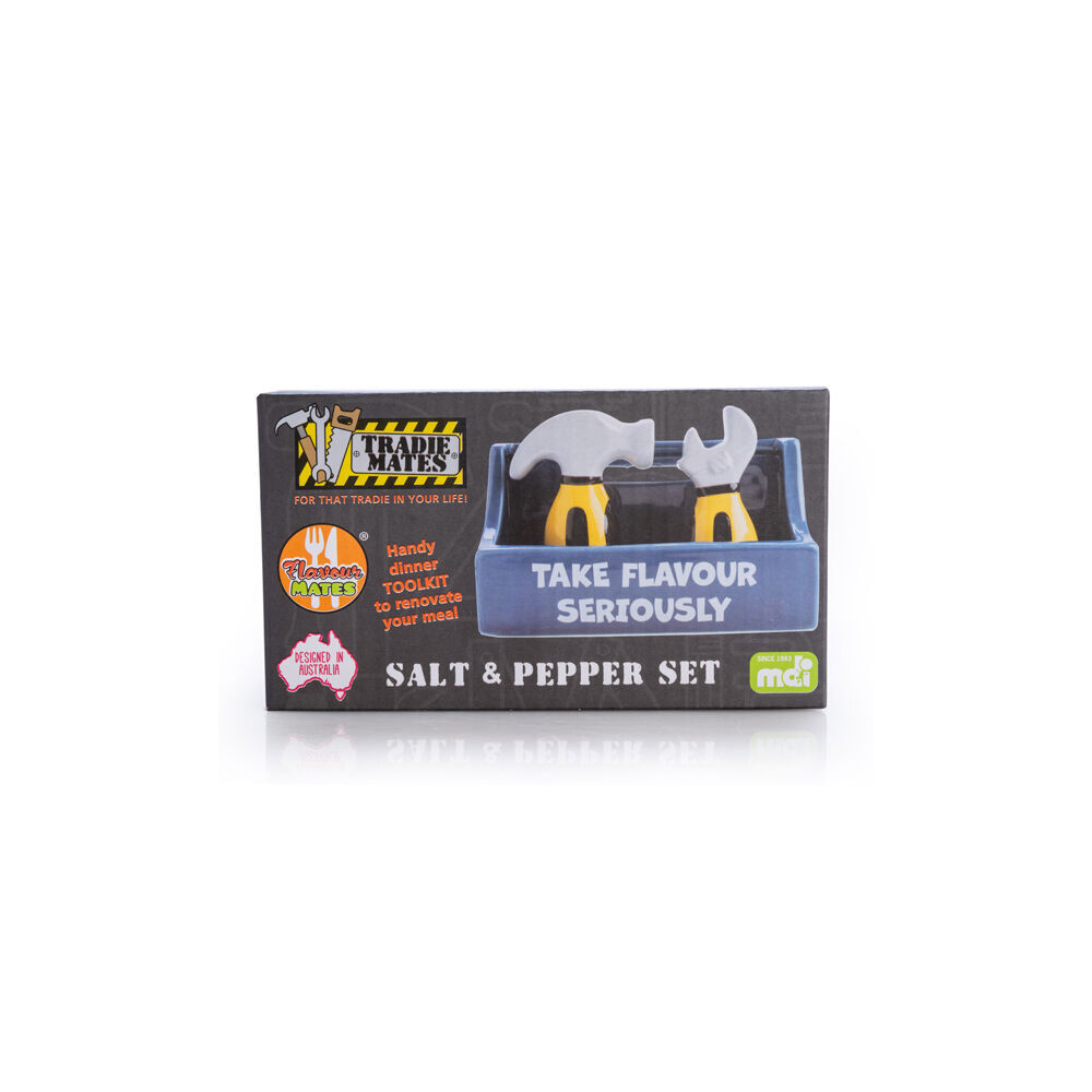 Flavour Mates 3D Salt & Pepper Shaker Set 15.2x7x11cm Tradie Toolbox Holder (2 Pieces) — image 5