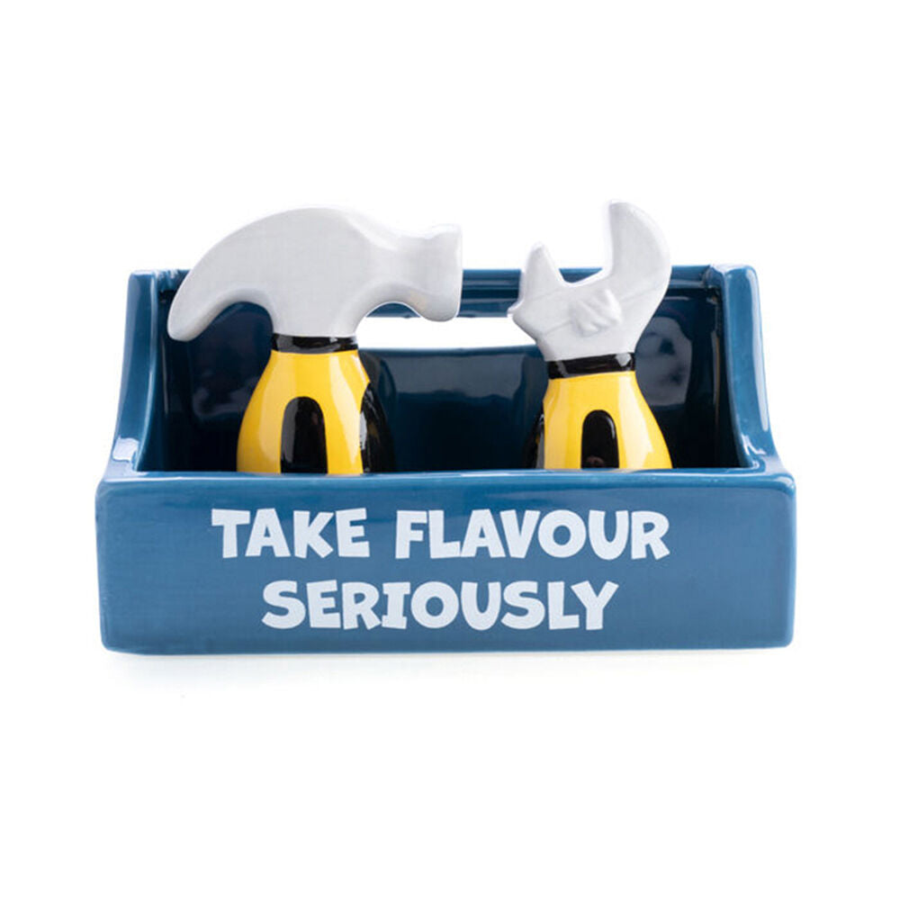 Flavour Mates 3D Salt & Pepper Shaker Set 15.2x7x11cm Tradie Toolbox Holder (2 Pieces)