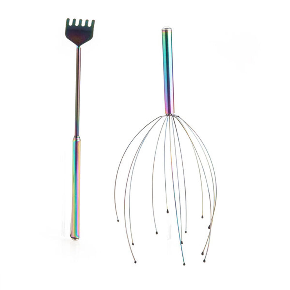 Mdi Luxury Calming Set Head Tickler & Extendable Back Scratcher Rainbow