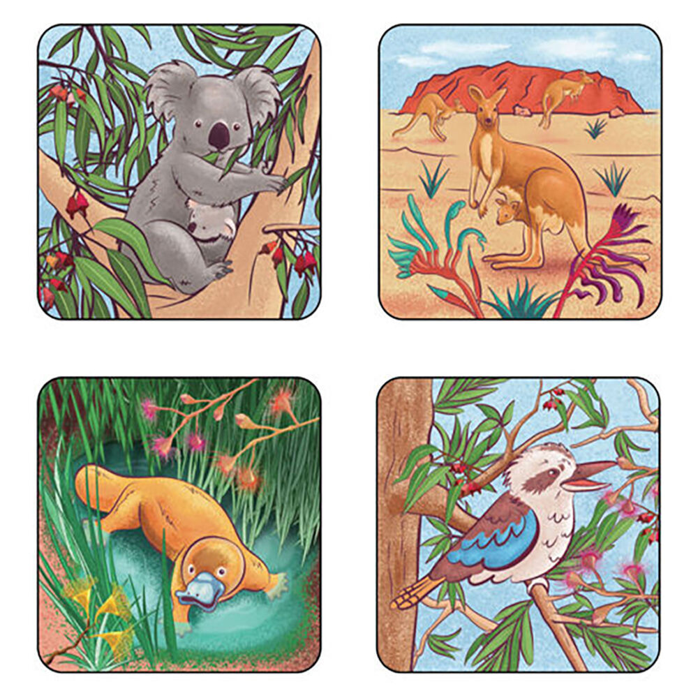 Mdi 4pc MDI Cork-Backed Drink Coasters Table Mat Set Square Australiana Animals (3 Pack) — image 2