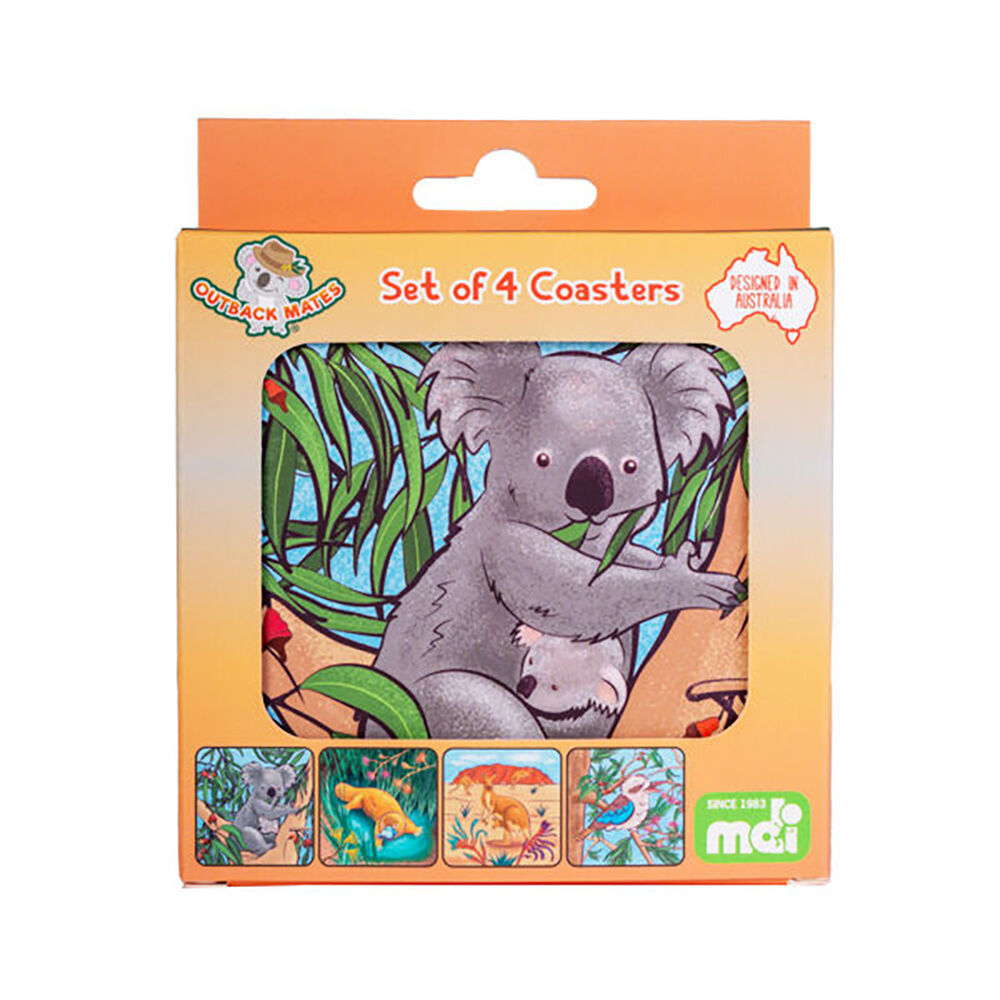 Mdi 4pc MDI Cork-Backed Drink Coasters Table Mat Set Square Australiana Animals (6 Pack) — image 4