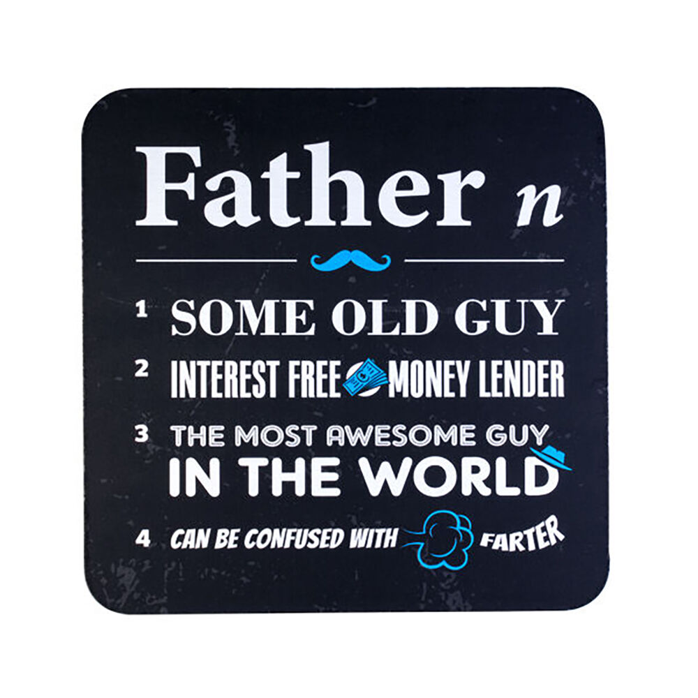 Mdi Cork-Backed Drink Coasters Table Mat Set Square Dad Father's Day (4 Pieces) — image 2