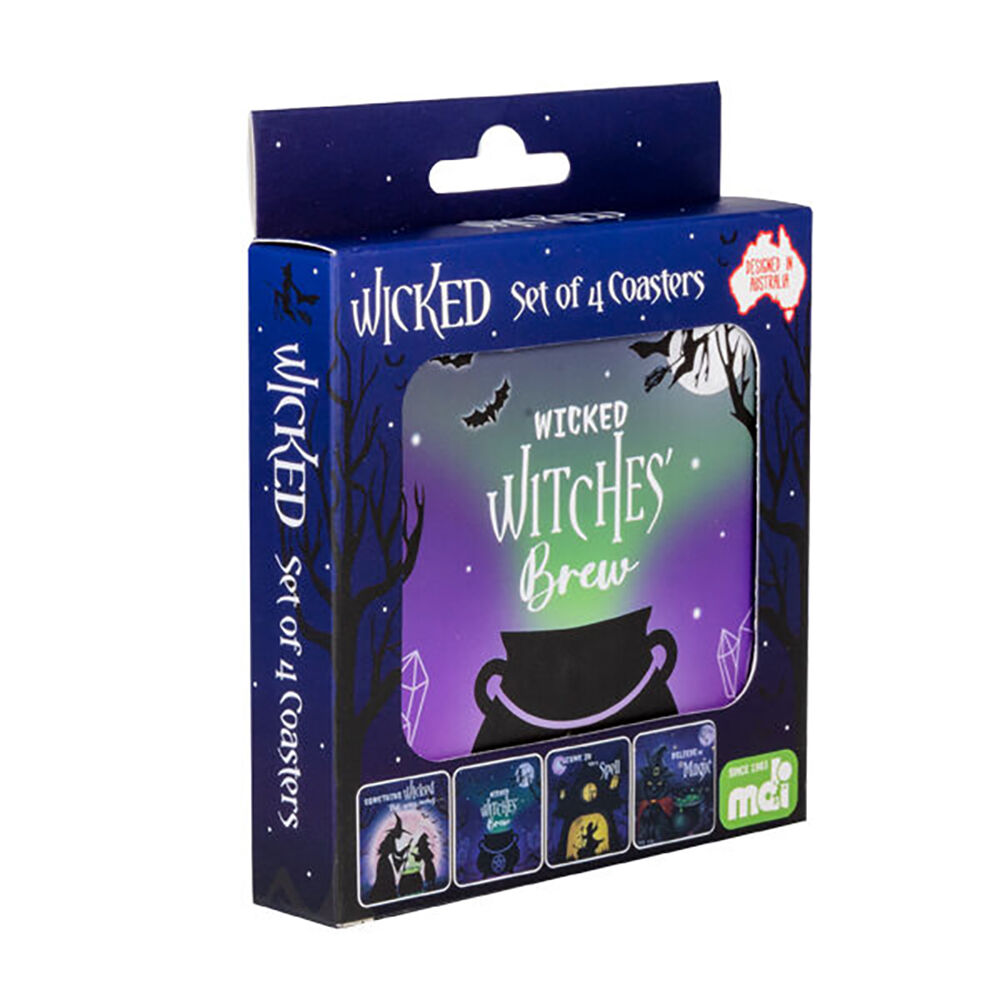 Mystical Worlds Cork-Backed Drink Coasters Table Mat Set Square Wicked (4 Pieces) — image 3