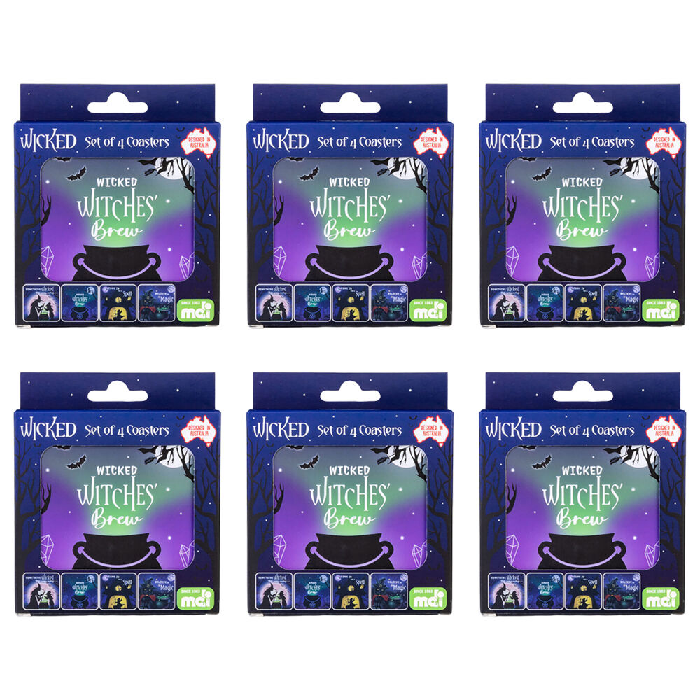 Mystical Worlds 4pc Mystical Worlds Cork-Backed Drink Coasters Table Mat Set Square Wicked (6 Pack)