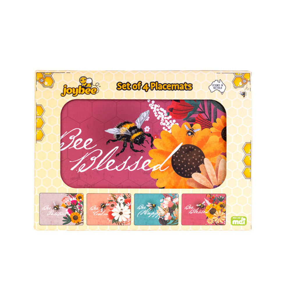 Mdi Cord-Backed Heat-Resistant Placemat Set 29x21.5x0.5cm Joybee Bee (4 Pieces)