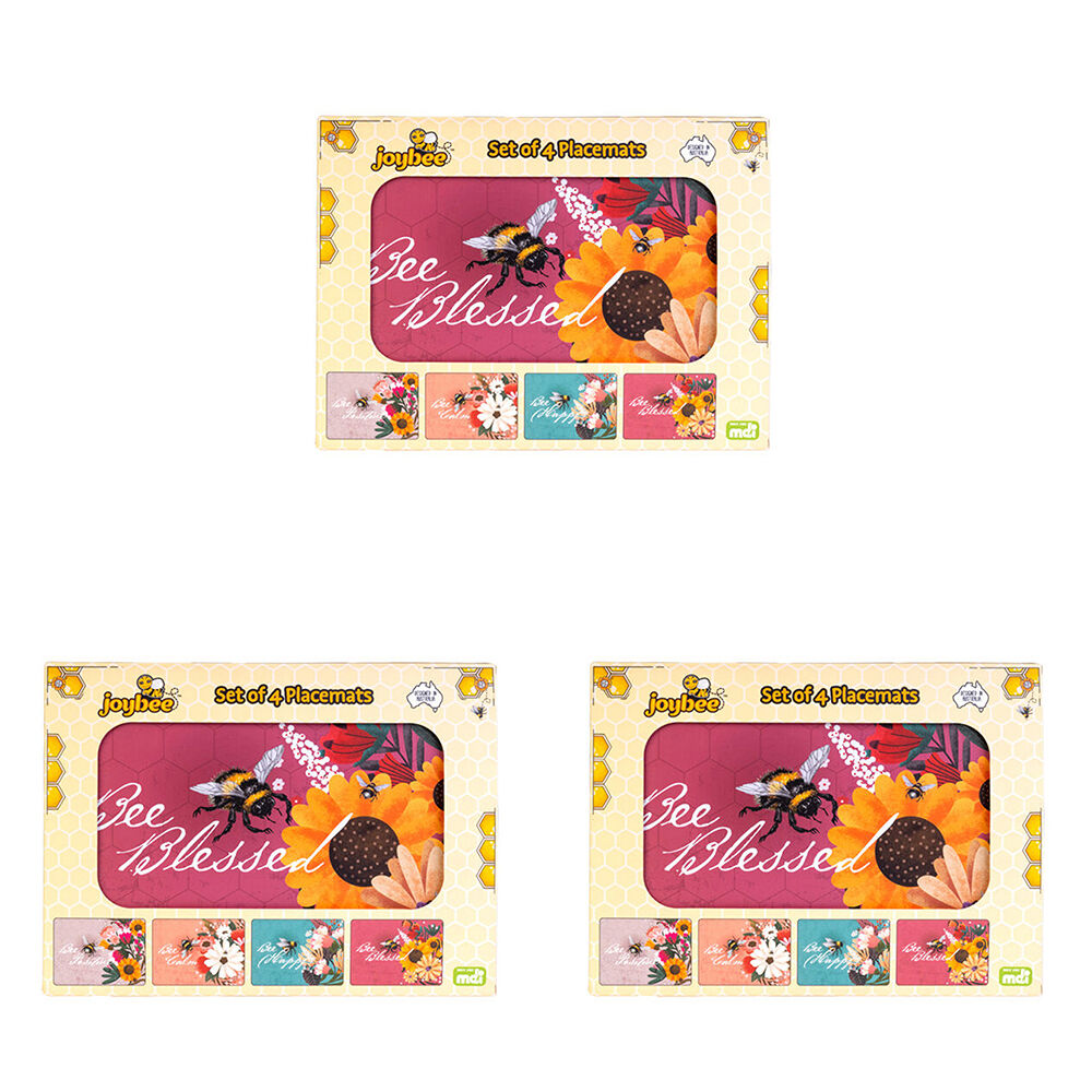 Mdi 4pc MDI Cord-Backed Heat-Resistant Placemat Set 29x21.5x0.5cm Joybee Bee (3 Pack)