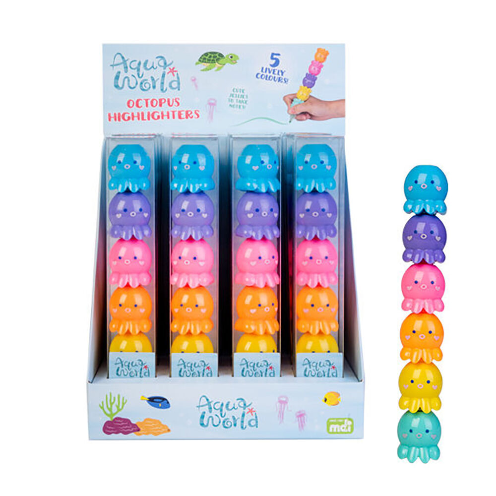 Aquaworld Stackable Highlighters Writing Stationery Marker Octopus Assorted (4 Pack) — image 8