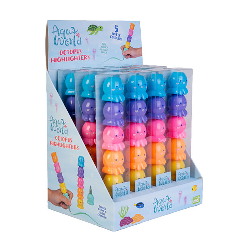 Aquaworld Stackable Highlighters Writing Stationery Marker Octopus Assorted (4 Pack) — image 7