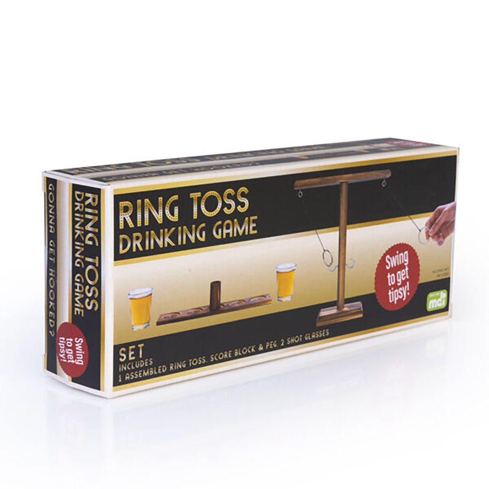 Mdi Wooden Ring Toss w/ Shot Glasses Set Tabletop Mini Drinking Game 25x26cm (2 Pack) — image 4
