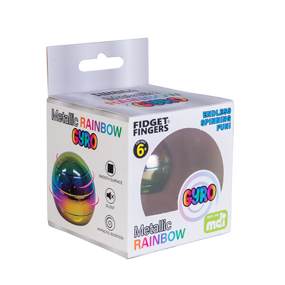 Mdi Metallic Rainbow Gyro Fidget Spinner Desk Toy Fun Display 3.9cm Kids 6y+ (2 Pack) — image 5