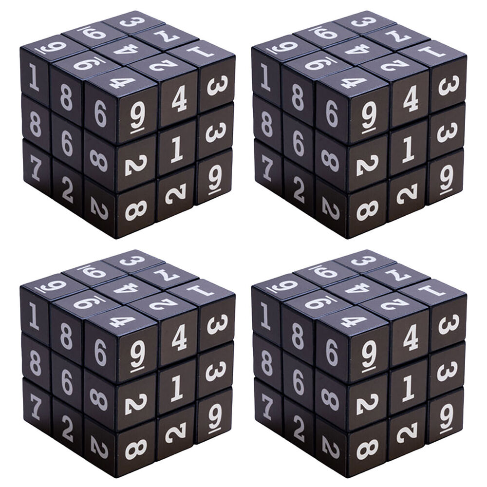 Mdi Sudoku Cube Number Puzzle Game Educational Toy 5.5x5.5cm Black (4 Pack)