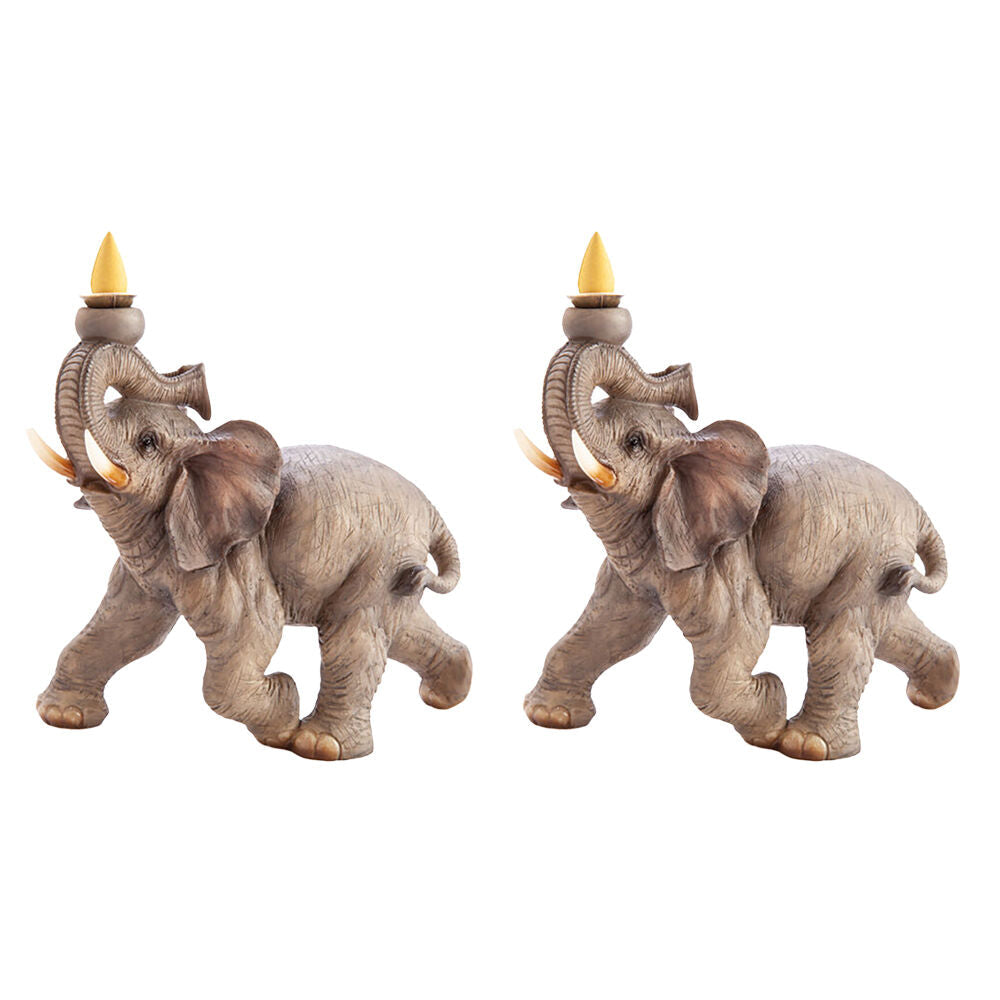 Mdi Backflow Burner Ceramic Elephant Incense Burner Home/Room Decor Grey (2 Pack)