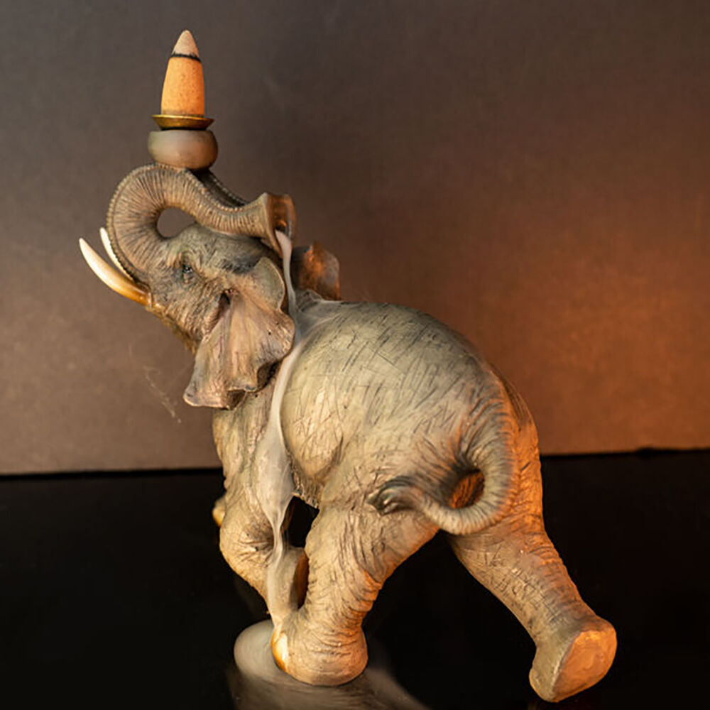 Mdi Backflow Burner Ceramic Elephant Incense Burner Home/Room Decor Grey (2 Pack) — image 7