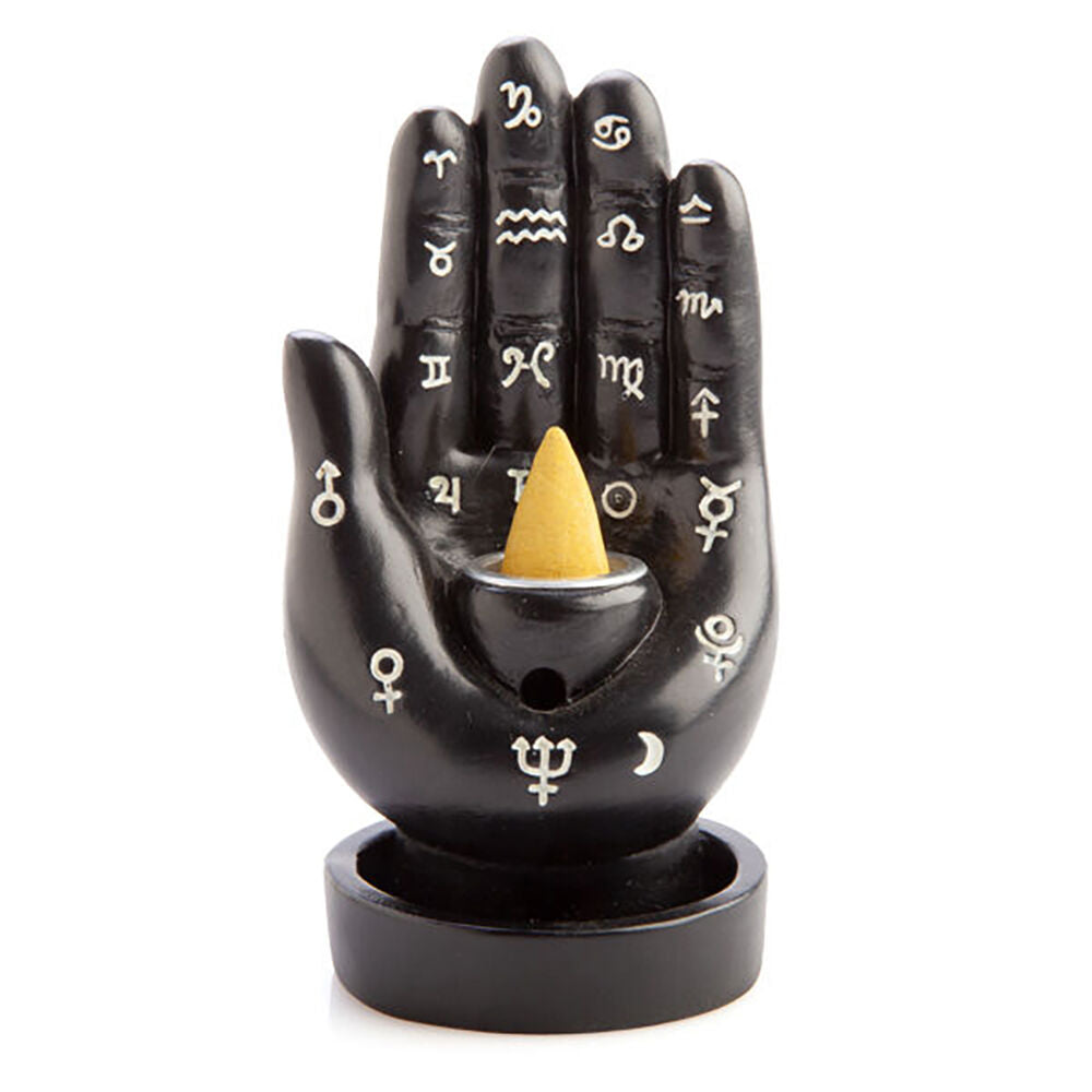 Mdi Backflow Cone Burner Hamsa Hand Incense Burner Black Home/Room Decor