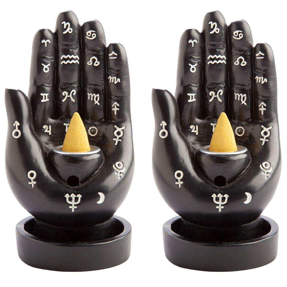 Mdi Backflow Cone Burner Hamsa Hand Incense Burner Black Home/Room Decor (2 Pack)