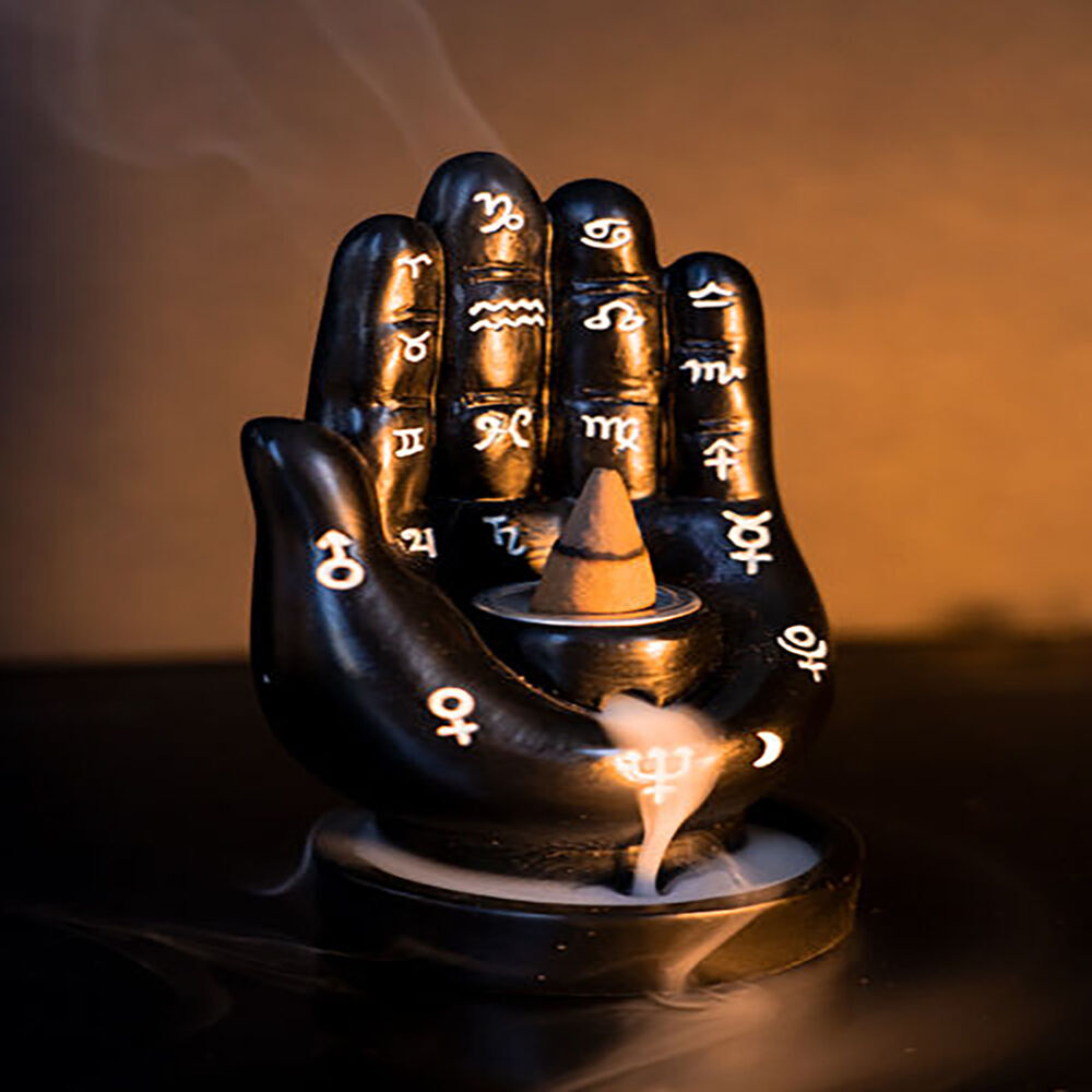 Mdi Backflow Cone Burner Hamsa Hand Incense Burner Black Home/Room Decor (2 Pack) — image 7