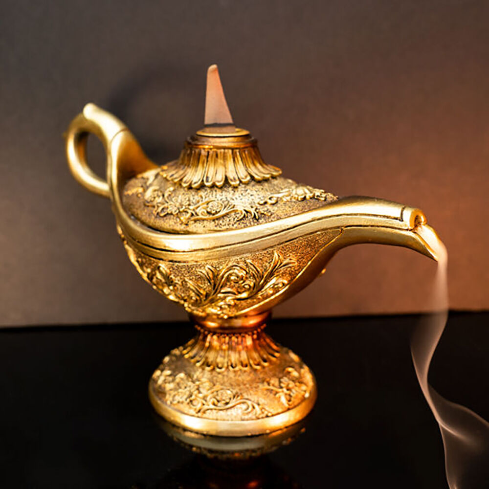 Mystical Worlds MDI Mystical Worlds Backflow Burner Magic Lamp Incense Burner Home Decor Gold — image 5
