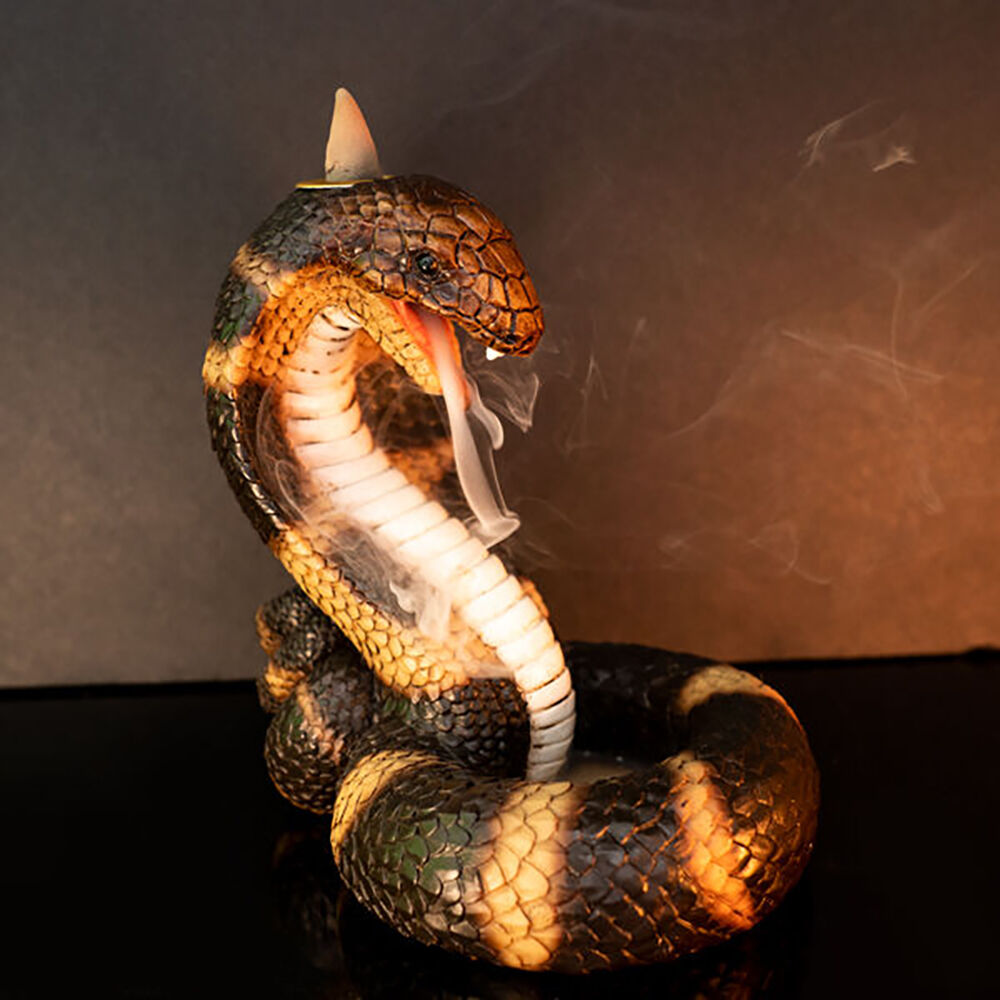 Mdi Backflow Burner Snake Cobra Incense Burner Home/Room Reptile Decor Brown — image 5