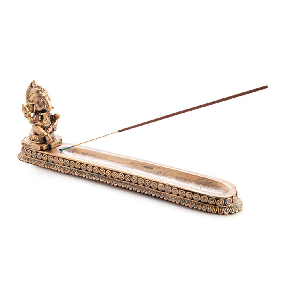 Mdi Flat Incense Burner/Stick Holder Ganesha 28.7x9.5cm - Gold (2 Pack) — image 3