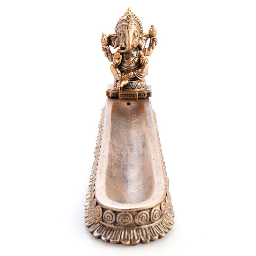 Mdi Flat Incense Burner/Incense Stick Holder Dish Ganesha 28.7x9.5cm Gold — image 4