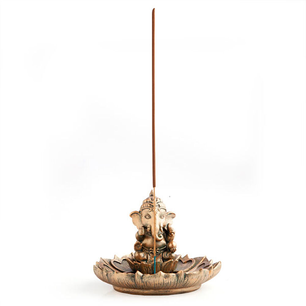 Mdi Antique Gold Ganesha Stick Incense Burner Fragrance Stand Home Decor — image 2