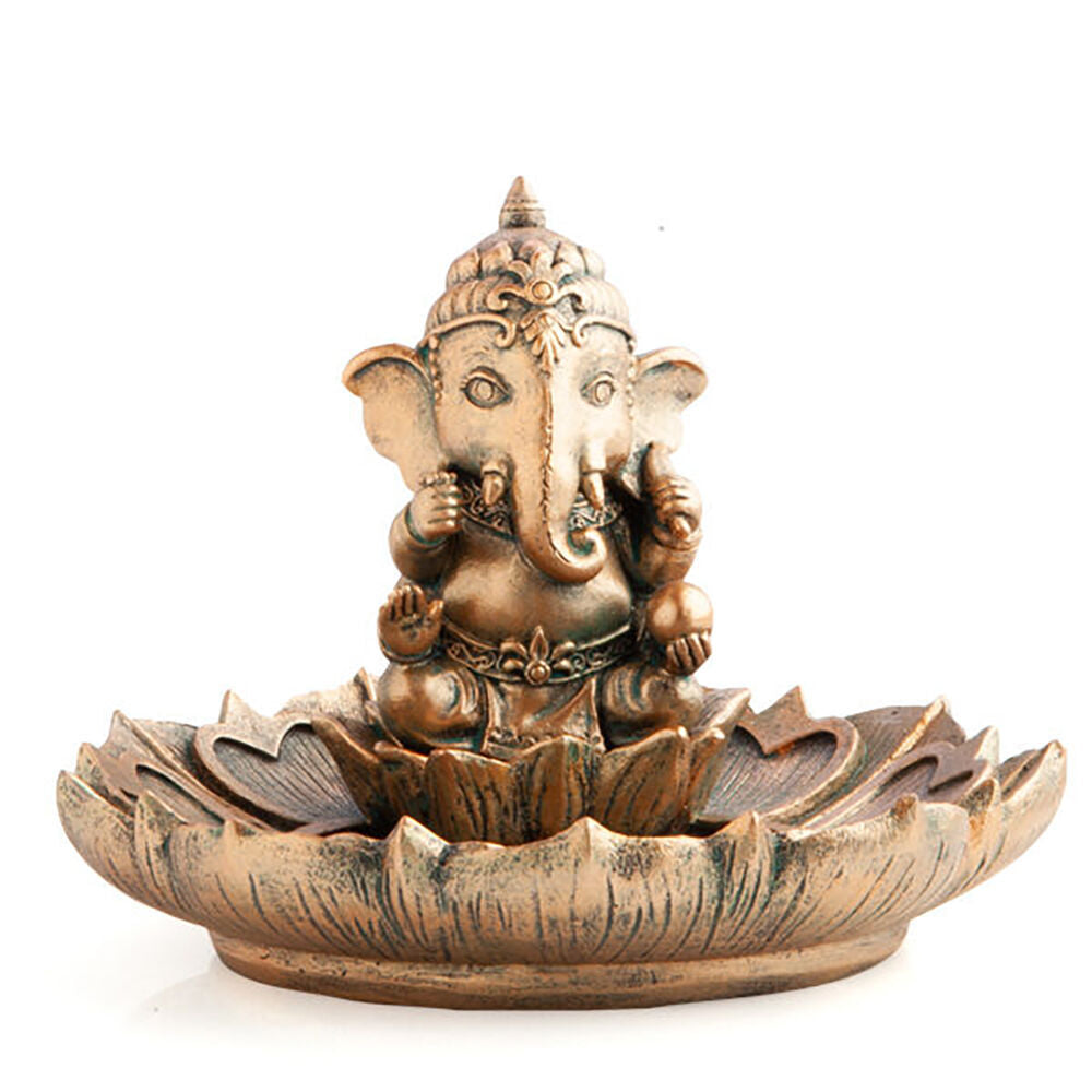 Mdi Stick Incense Burner Ganesha Stand Antique Gold Home Fragrance Decor (3 Pack) — image 2
