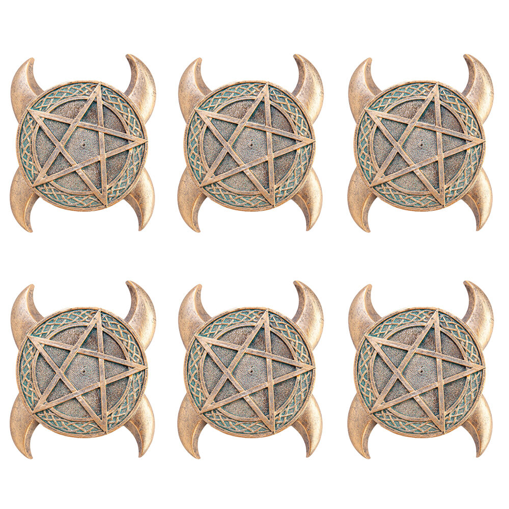 Mdi Stick Incense Burner Pentacle Stand/Holder Copper Home Fragrance Decor (6 Pack)
