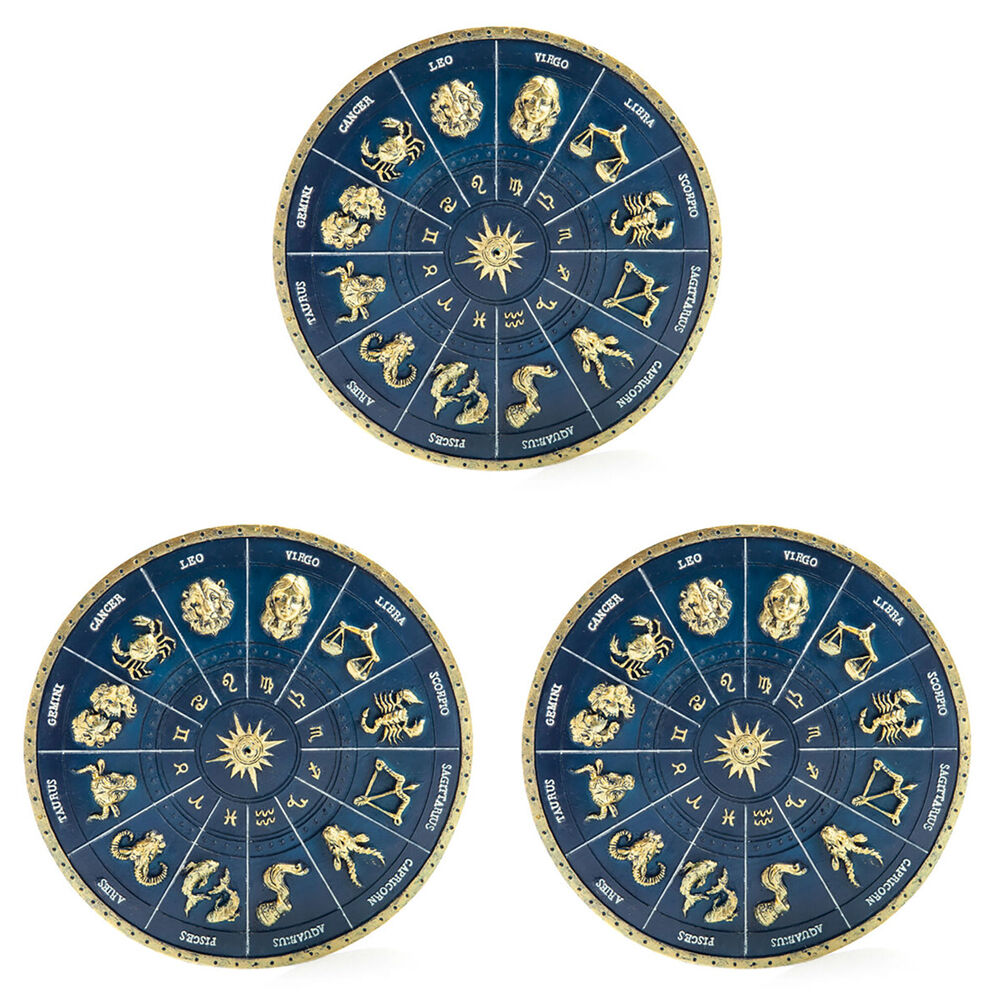 Mdi Stick Incense Burner Zodiac 3D Stand Gold/Deep Blue 17x17mm Home Decor (3 Pack)