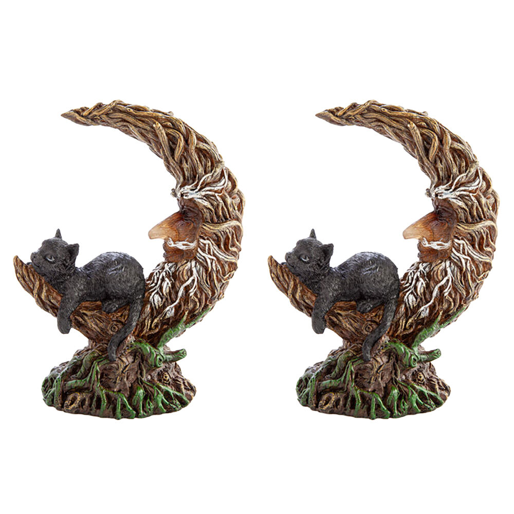 Mdi LED Polyresin Moon Tree w/Black Cat Figure Decor Night Light 16.5x21.2cm (2 Pack)