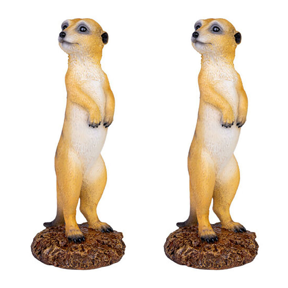 Meerkat Polyresin Figurine Statue Animal Home/Room Decor Accent 7.8x19cm (2 Pack)