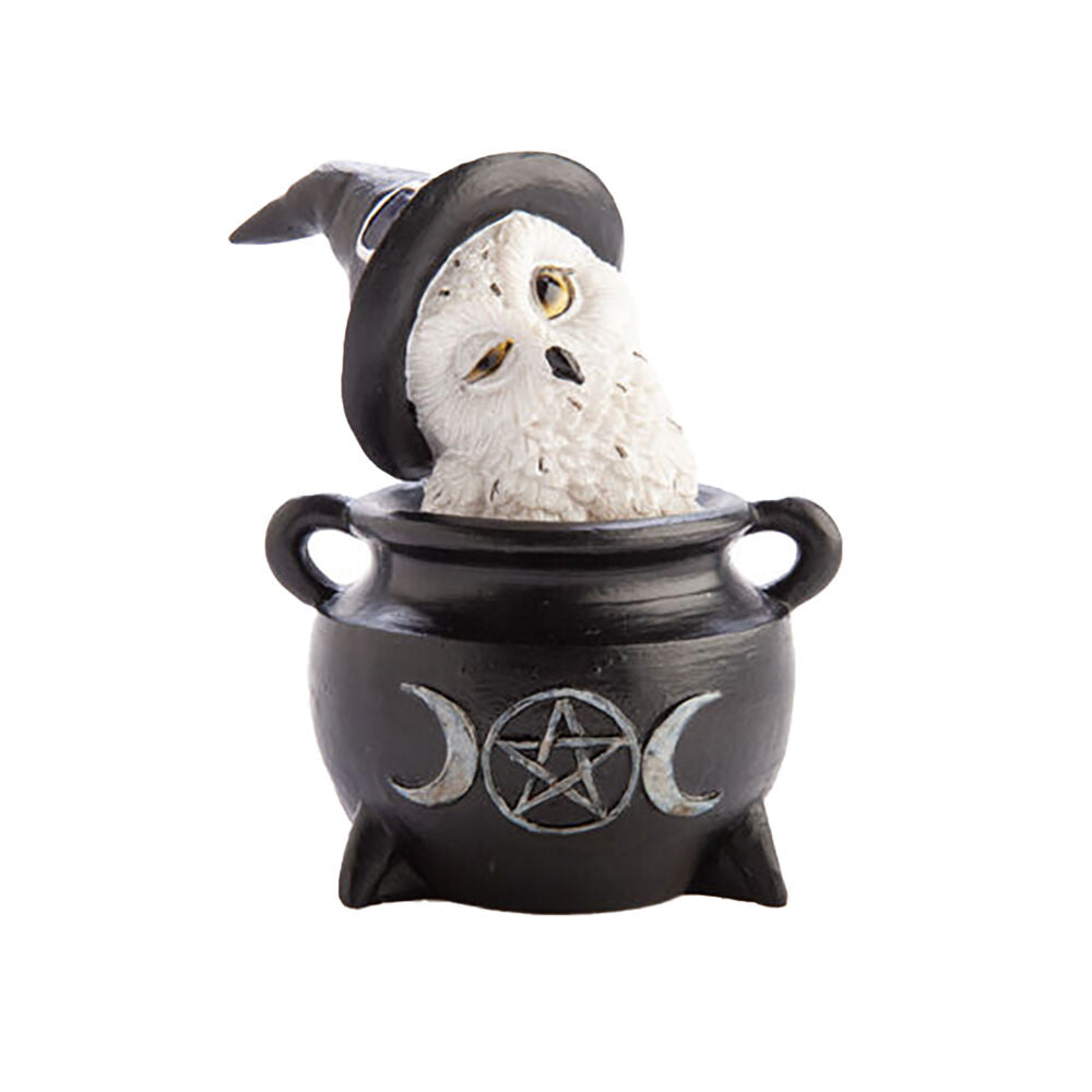 Mystical Worlds Snowy Owl Cauldron Figurine Ornament Home Decor 7.7x10cm (4 Pack) — image 2