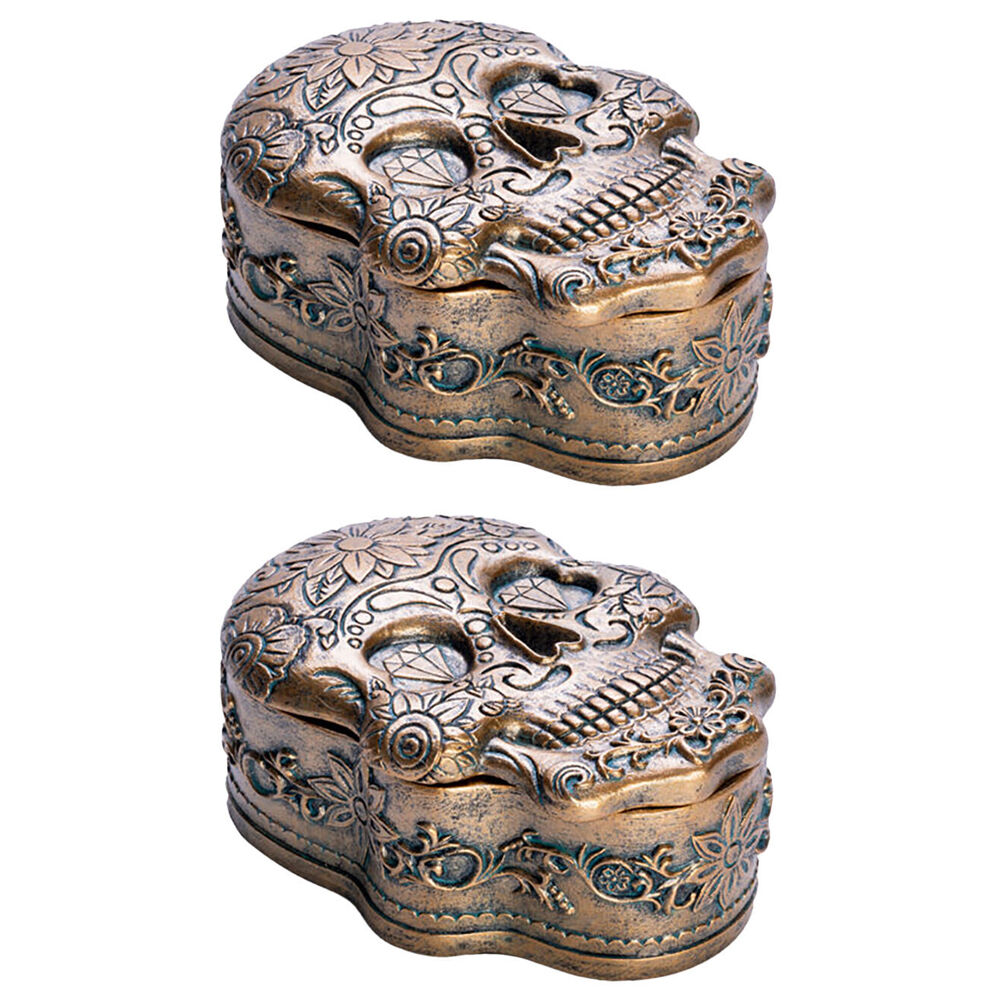 Mystical Worlds Trinket Box Candyskull Gold Jewellery Storage Decor Antique (2 Pack)