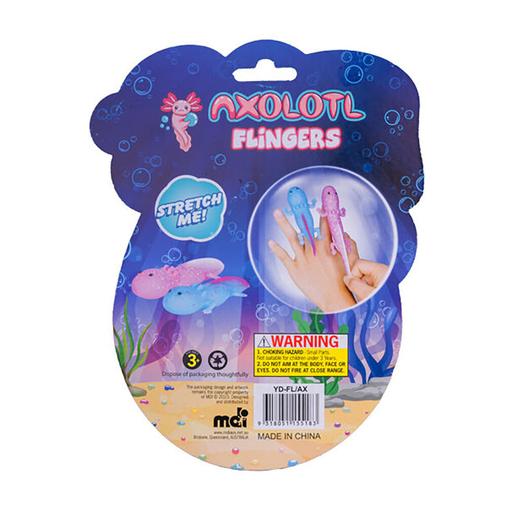 Axolotl 2pc Axolotl Squishy Stretchy Rubber Flingers Fidget Toy 4.7x10cm Axolotl 3+ (6 Pack) — image 5