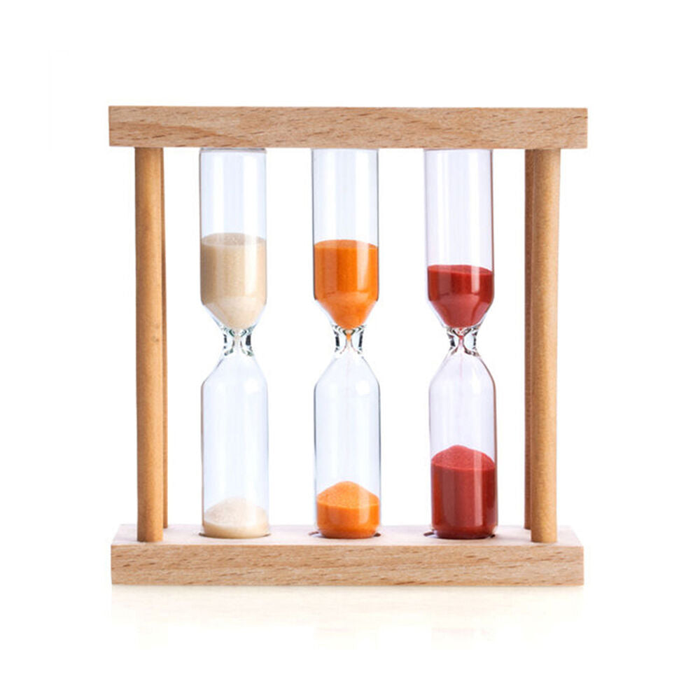 Mdi 9x3x9cm Coloured Sand Wooden 3-In-1 Countdown Hourglass Timer