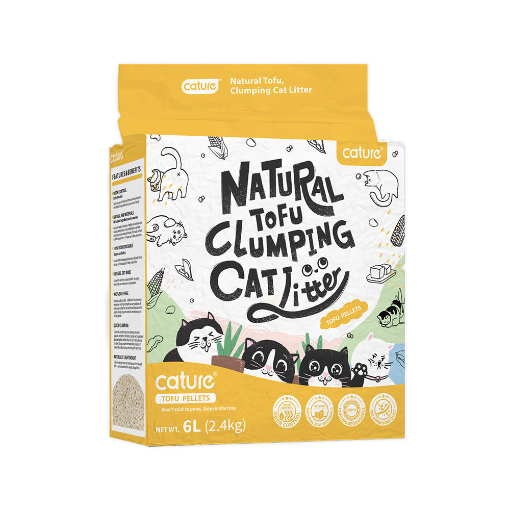 Cature 6L/2.4kg Milk Tofu Clumping Cat Litter Pellets Odour Control Flushable
