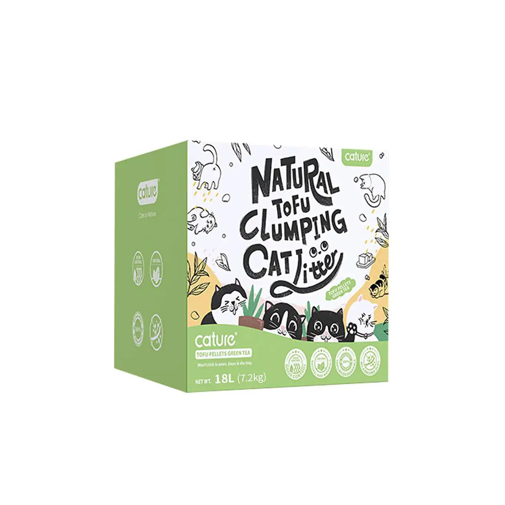 Cature 18L/7.2kg Natural Tofu Clumping Cat Litter Pellets Green Tea Flushable — image 2