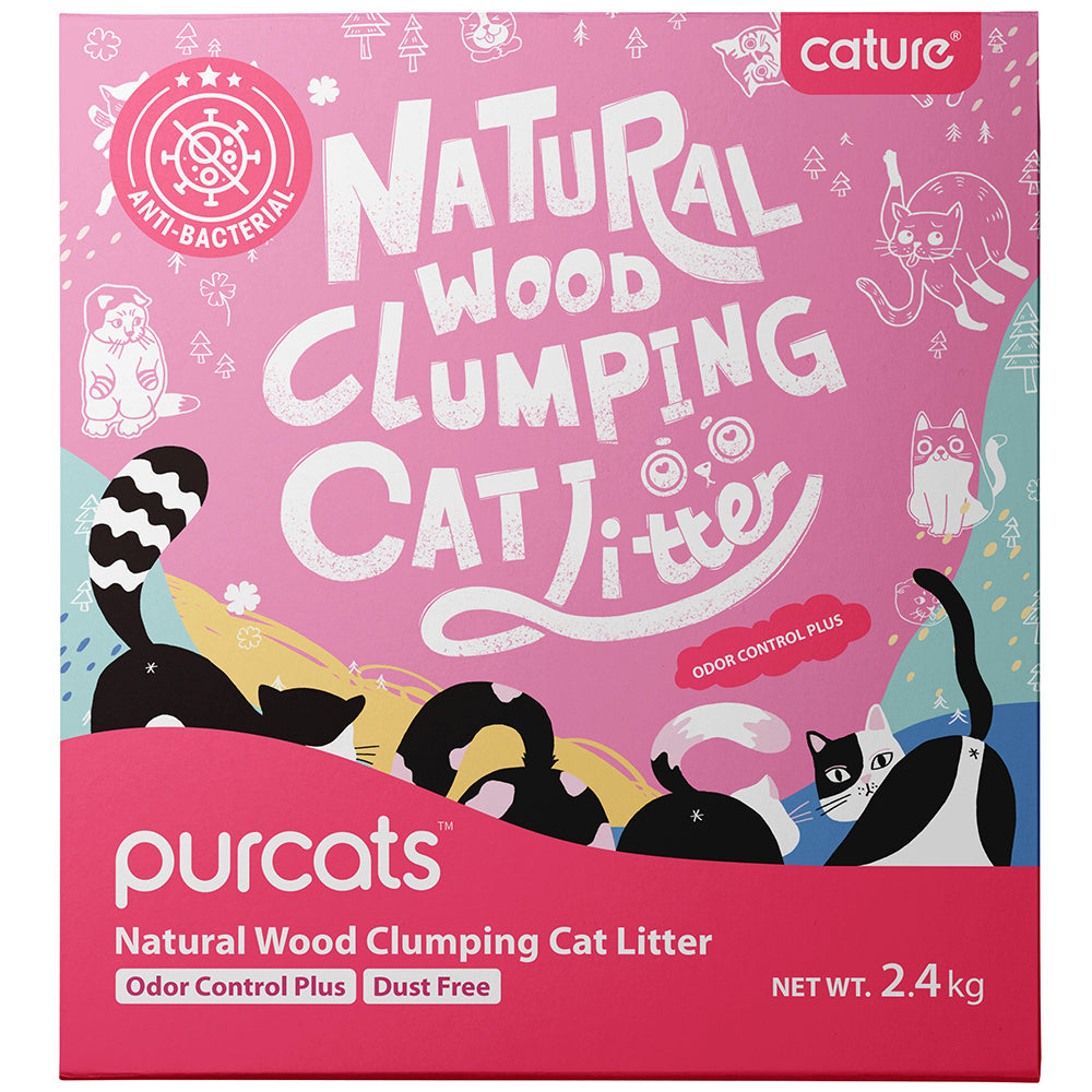 Cature 2.4kg/6L Carbon Wood Clumping Pet Cat Litter Odour Control Plus Pellets