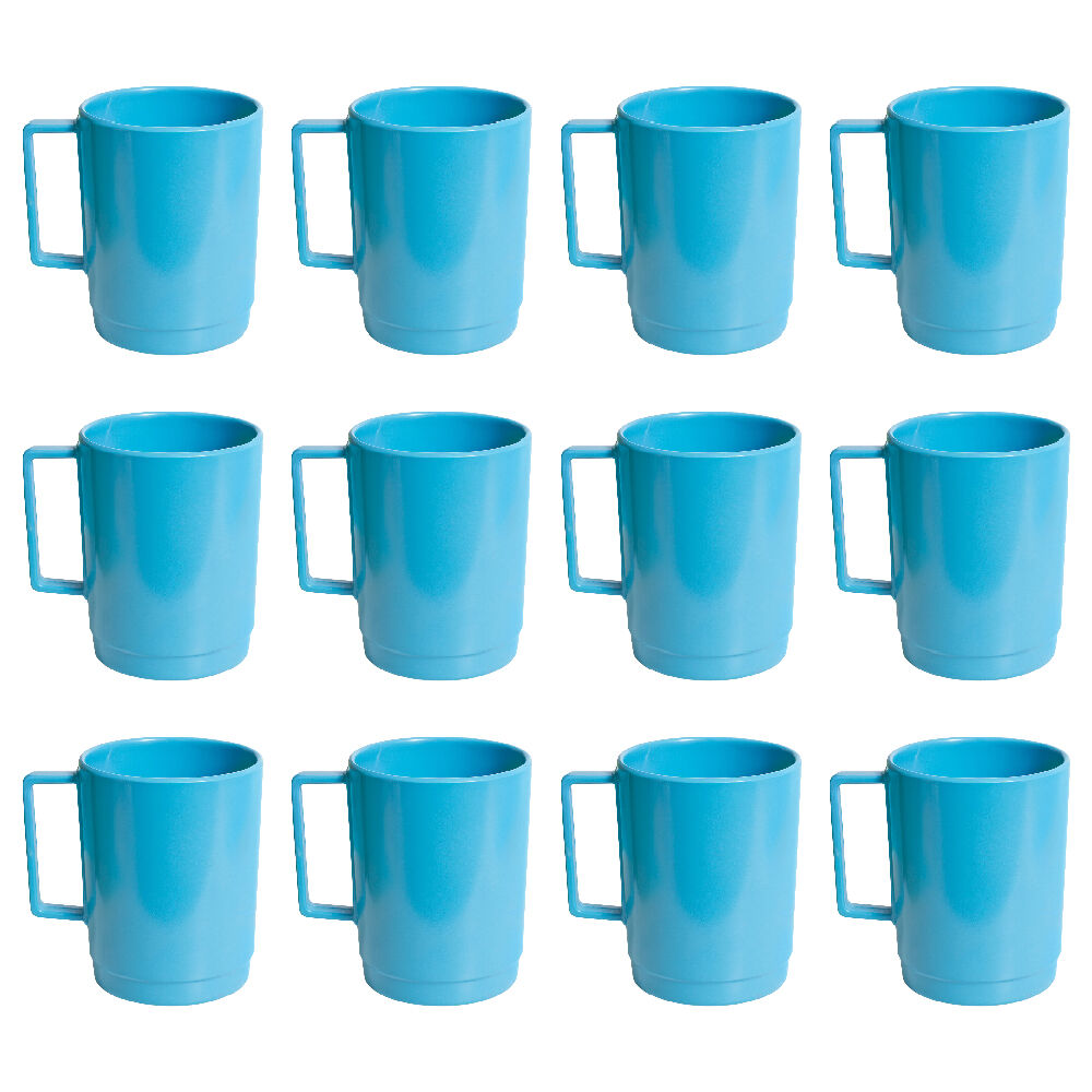 Campfire Melamine Stackable Mug Cup Camping/Picnic Tableware 400ml Blue (12 Pack)