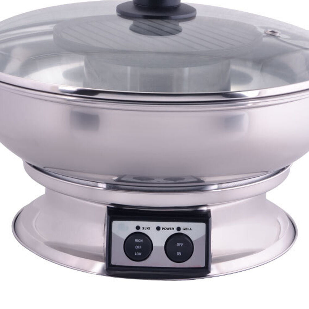 Maxim Teppanyaki 2.5L 1350W Steamboat Electric Hotpot/600W BBQ Grill/Basket/Fork — image 3