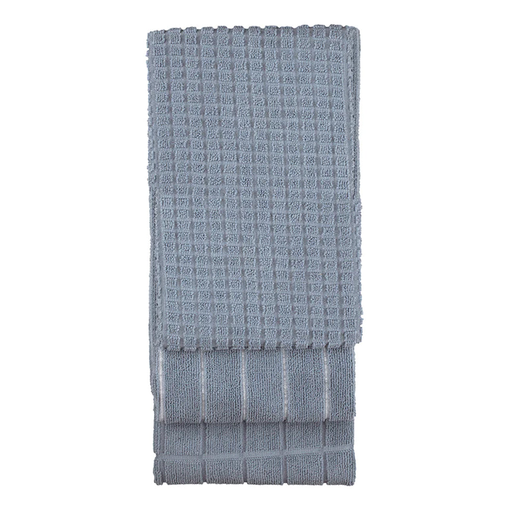 Bambury 80x50cm Microfibre Kitchen/Tea Towel Set Dry Dish/Glass Cloth Blue (3 Pieces)