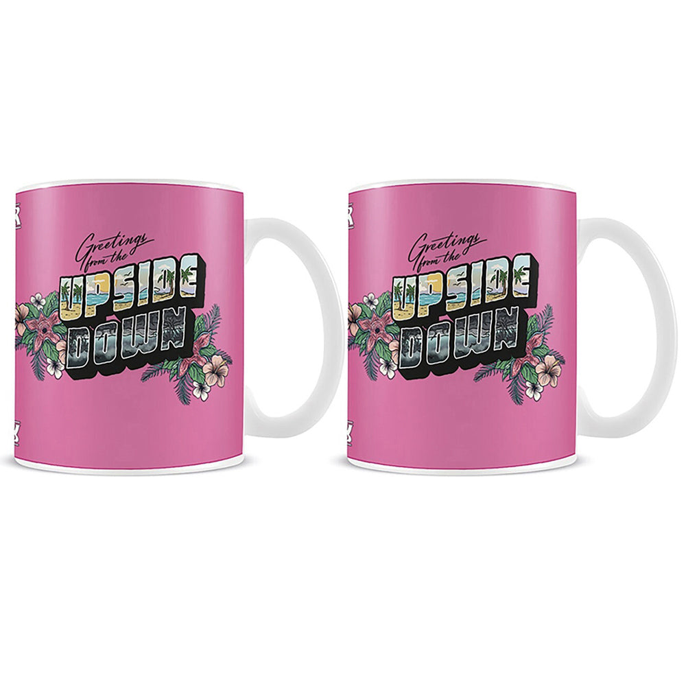 Stranger Things The Upside Down Themed Pink Coffee Mug Drinking Cup 300ml (2 Pack)