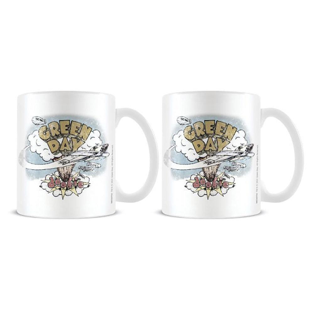 Green Day Dookie Themed Retro Style Gift Coffee Mug Drinking Cup 300ml White (2 Pack)