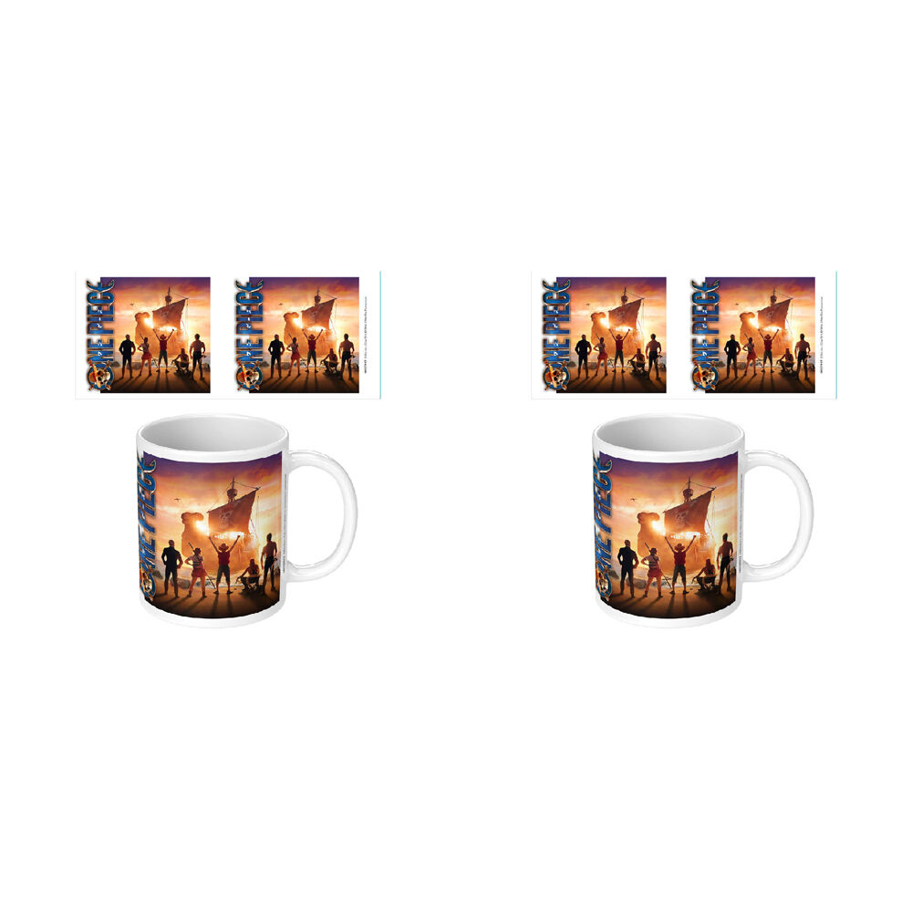 One Piece Live Action Set Sail Ceramic Mug Coffee Drinking Cup White 9x11cm (2 Pack)